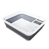 Maxbell Dish Rack Over Sink Adjustable Utensil Drainer Organizer Rack Gray White