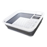 Maxbell Dish Rack Over Sink Adjustable Utensil Drainer Organizer Rack Gray White