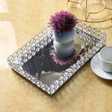 Maxbell Mirrored Crystal Vanity Tray Decorative for Perfum, Jewelry Makeup 30x20x5cm