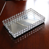 Maxbell Mirrored Crystal Vanity Tray Decorative for Perfum, Jewelry Makeup 30x20x5cm