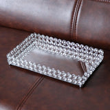 Maxbell Mirrored Crystal Vanity Tray Decorative for Perfum, Jewelry Makeup 35x20x5cm