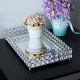 Maxbell Mirrored Crystal Vanity Tray Decorative for Perfum, Jewelry Makeup 35x20x5cm