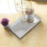 Maxbell Mirrored Crystal Vanity Tray Decorative for Perfum, Jewelry Makeup 35x20x5cm