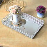 Maxbell Mirrored Crystal Vanity Tray Decorative for Perfum, Jewelry Makeup 35x20x5cm