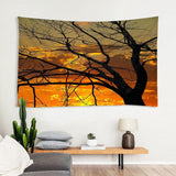 Maxbell 3D Wall Hanging Tapestry Curtain for Party Decor Sunset Tree_150x150cm
