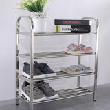 Maxbell 4 Tiers Stainless Steel Shoe Rack Organiser Storage Shelf 60 x 23 x 67cm