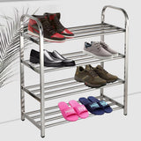 Maxbell 4 Tiers Stainless Steel Shoe Rack Organiser Storage Shelf 60 x 23 x 67cm