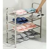 Maxbell 4 Tiers Stainless Steel Shoe Rack Organiser Storage Shelf 60 x 23 x 67cm
