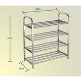 Maxbell 4 Tiers Stainless Steel Shoe Rack Organiser Storage Shelf 60 x 23 x 67cm