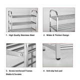 Maxbell 4 Tiers Stainless Steel Shoe Rack Organiser Storage Shelf 60 x 23 x 67cm
