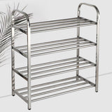 Maxbell 4 Tiers Stainless Steel Shoe Rack Organiser Storage Shelf 60 x 23 x 67cm