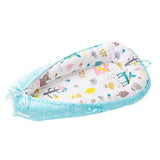 Maxbell Travel Crib Baby Sleeping Bed Newboard Lounger Bassinet Blue Strip_Cartoon