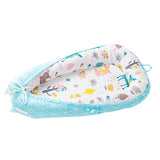 Maxbell Travel Crib Baby Sleeping Bed Newboard Lounger Bassinet Blue Strip_Cartoon