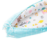 Maxbell Travel Crib Baby Sleeping Bed Newboard Lounger Bassinet Blue Strip_Cartoon