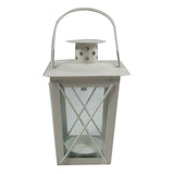 Retro Tealight Candle Holder Metal Hanging Lantern for Indoor Outdoor White