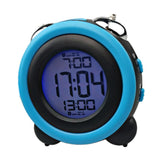 Maxbell Round Colorful Screen Mute Bedside Clock Digital Electronic Clock Blue