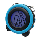 Maxbell Round Colorful Screen Mute Bedside Clock Digital Electronic Clock Blue