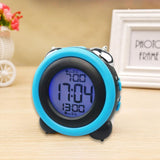 Maxbell Round Colorful Screen Mute Bedside Clock Digital Electronic Clock Blue