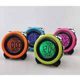 Maxbell Round Colorful Screen Mute Bedside Clock Digital Electronic Clock Blue