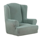 One-piece Stretch Jacquard Wing Armchair Cover Couch Slipcover Light Green