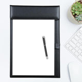 Maxbell PU Leather A4 Clipboard Tablet Writting Pad Pen Clip Black