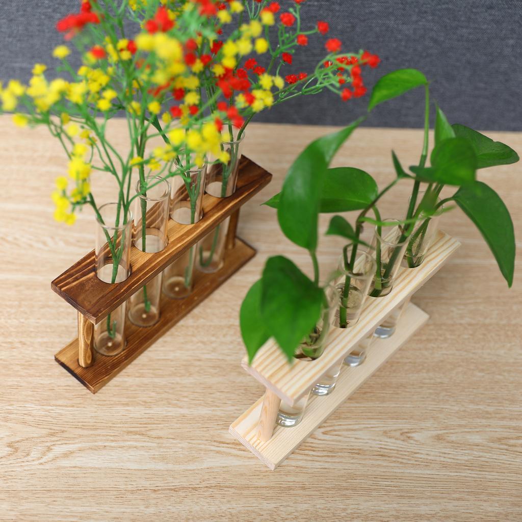 Maxbell  Wall Mounted Hanging Planter Test Tube Flower Vase Tabletop Glass Beige