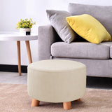 Round Ottoman Slipcover Footstool Footrest Cover Living Room Stool Beige