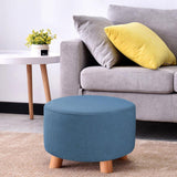 Maxbell  Round Ottoman Slipcover Footstool Footrest Cover Living Room Stool Blue
