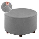 Round Ottoman Slipcover Footstool Footrest Cover Living Room Stool Gray