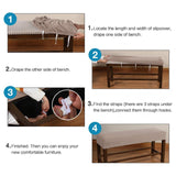 Stretch Bench Cover Protector Slipcover Machine Washable 9 Colors Beige