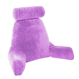 Maxbell Premium Large Backrest Reading Bed Rest Pillow w/ Arms Pockets Neck Roll purple