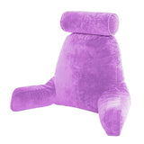 Maxbell Premium Large Backrest Reading Bed Rest Pillow w/ Arms Pockets Neck Roll purple