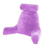 Maxbell Premium Large Backrest Reading Bed Rest Pillow w/ Arms Pockets Neck Roll purple