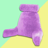 Maxbell Premium Large Backrest Reading Bed Rest Pillow w/ Arms Pockets Neck Roll purple