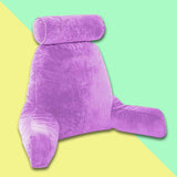 Maxbell Premium Large Backrest Reading Bed Rest Pillow w/ Arms Pockets Neck Roll purple