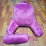Maxbell Premium Large Backrest Reading Bed Rest Pillow w/ Arms Pockets Neck Roll purple