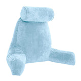 Maxbell Premium Large Backrest Reading Bed Rest Pillow w/ Arms Pockets Neck Roll light blue