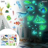 4pcs Ocean Fish Wall Decals Sea Whale Tropical Creatures Bathroom Stickers