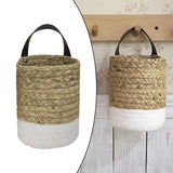 Woven Straw Basket with Handle Hanging or Stand Flower Pot Hanging Baskets Dual Color Large