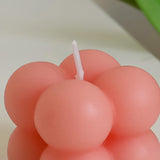 Small Bubble Candle Soy Wax Cube Candle Gift for Her Home Decor Pink