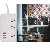 Maxbell Multi Outlets Surge Protector Power Strip ,3 USB Charging Ports,Flat Plug