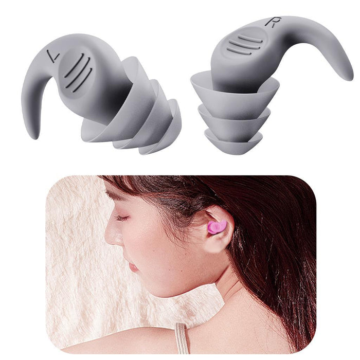 Maxbell Noise Reduction Ear Plugs Silicone Sound Blocking for Sleep Snoring Swimming Grey - Aladdin Shoppers