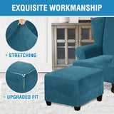 Square Slipcovers Stretch Elastic Pouffe Footstool Protect Single Seat Sofa Peacock Blue