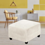 Square Slipcovers Stretch Elastic Pouffe Footstool Protect Single Seat Sofa Beige