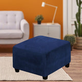 Square Slipcovers Stretch Elastic Pouffe Footstool Protect Single Seat Sofa Navy Blue