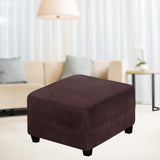 Square Slipcovers Stretch Elastic Pouffe Footstool Protect Single Seat Sofa Brown B