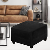 Square Slipcovers Stretch Elastic Pouffe Footstool Protect Single Seat Sofa Black