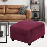 Square Slipcovers Stretch Elastic Pouffe Footstool Protect Single Seat Sofa Wine Red