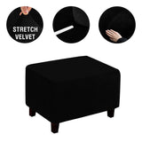 Maxbell Footrest Slipcover Stretch Velvet Dustproof Accessories Living Room Flexible Black