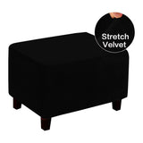 Maxbell Footrest Slipcover Stretch Velvet Dustproof Accessories Living Room Flexible Black